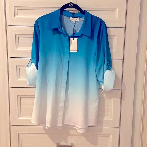 NWT Calvin Klein sea foam button down shirt - Picture 2 of 5